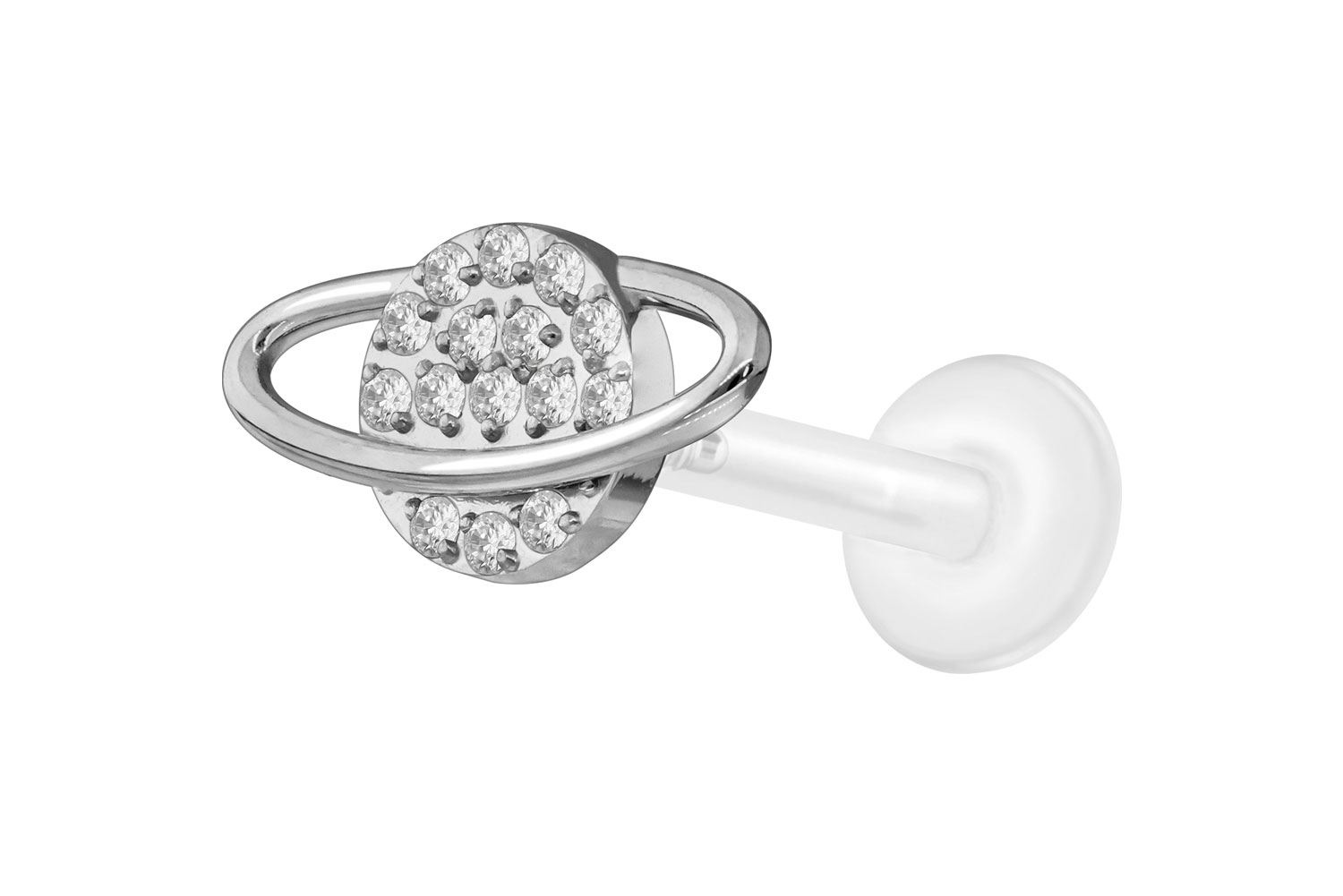PTFE Labret Piercing mit Innengewinde + Titan-Aufsatz KRISTALLPLANET